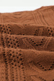 Brown Crochet Lace Pointelle Knit Sweater
