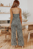 Black Dotted Print Cut Out Spaghetti Straps Jumpsuit
