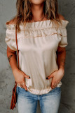 Apricot Pleated Detail Short Sleeve Peasant Top