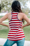 USA Flag Stars Stripes Print Tank with Patch Pocket