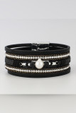 Vintage Crystal And Stones Leather Bracelets MOQ 5PCS