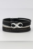 Chain and Stones Leather Bracelet MOQ 5pcs
