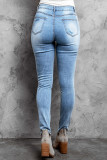 Sky Blue High Waist Distressed Skinny Jeans