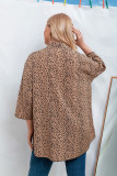 Leopard Print Short Sleeve High Low Plus Size Shirts