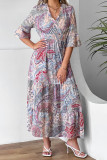 Paisley Floral Print Flare Sleeves Maxi Dress Unishe Wholesale