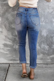 Blue High Waist Distressed Skinny Jeans