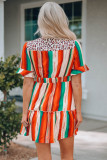 Serape Striped Leopard Mini Dress