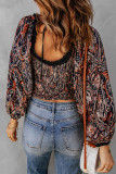 Frilled Paisley Floral Print Crop Top