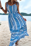 Blue Striped Sling Long Dress Unishe Wholesale