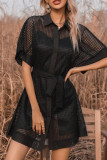 Lace-up Black Mesh Sheer Dress Unishe Wholesale
