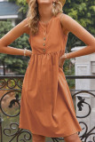 Solid Button Down Sleeveless Dress Unishe Wholesale 