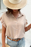 Solid Turn Down Collar Loose Blouse Unishe Wholesale 