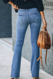 High Rise Button Wash Stretch Flare Jeans Unishe Wholesale