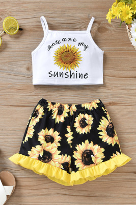 Sun Flower Crop Top & Shorts Girls Set Unishe Wholesale