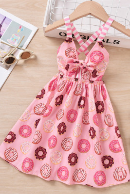 Printing Bow Knot Girls Dress Unishe Wholesale 