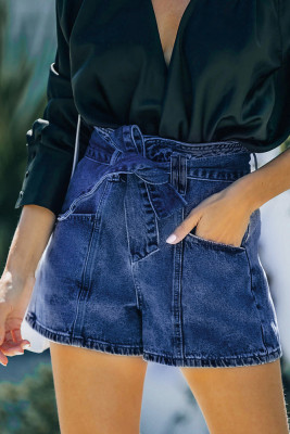 Dark Blue Pocket Jeans Short With Elastic Waistband Unishe Wholesale