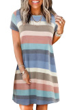 Sky Blue Striped Pocket Mini Dress