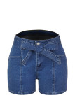 Dark Blue Pocket Jeans Short With Elastic Waistband Unishe Wholesale