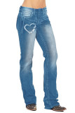 Camp Lover Print Straight Wash Jeans Pants