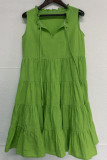 SLUB Cotton V Neck Loose Dress Unishe Wholesale