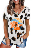 Here Comes the Sun Leopard Printed Casual Loose Short Sleeve T-shirt