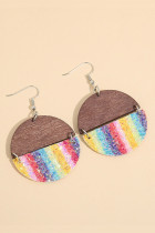 Rainbow Splicing Cirle Earrings MOQ 5pcs