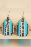 Western Stripe Leopard Print PU Earrings MOQ 5pcs