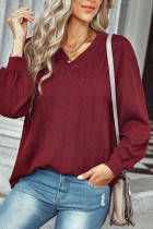 V Neck Texture Knit Long Sleeves Top Unishe Wholesale
