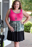 Plus Size Camo Colorblock Patchwork Sleeveless Dress