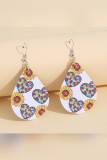 Sunflower Heart Print PU Earrings Unishe Wholesale MOQ 5pcs