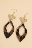 Hairy Leopard Diamond with PU Heart Earrings MOQ 5pcs