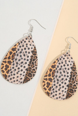 Leopard Color Block PU Earrings Unishe Wholesale MOQ 5pcs