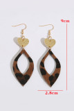 Hairy Leopard Diamond with PU Heart Earrings MOQ 5pcs