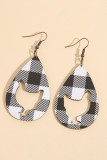 Rooster Hollow Out Checked Print PU Earrings MOQ 5pcs