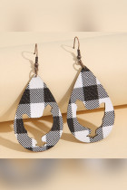 Rooster Hollow Out Checked Print PU Earrings MOQ 5pcs