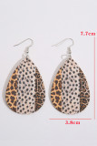 Leopard Color Block PU Earrings Unishe Wholesale MOQ 5pcs