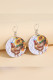 Rooster Sunflower Print Round PU Earrings MOQ 5pcs