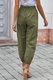 Green Solid Color Frock-style Pants with Belt