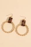Gold Hollow Out Cirle with Leopard Earrings Unishe Wholesale MOQ 5pcs