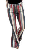 Multicolor Striped Bell Bottoms Jeans
