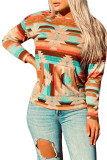 Western Aztec Print Pullover Knit Top with Pocket
