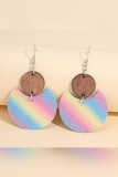 Glitter Gradient Pink Cut Cirle Earrings MOQ 5pcs