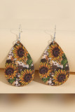 Western Sunflower PU Earrings MOQ 5pcs