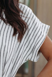 Gray Short Sleeves Striped Shirt Dress