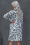 White Leopard Print Open Front Pocketed Cardigan
