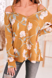 Yellow Cold Shoulder Long Sleeve Floral Top
