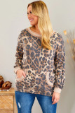 Plus Size Leopard Pullover Top with Pocket