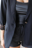 Black Leopard Lined Blazer