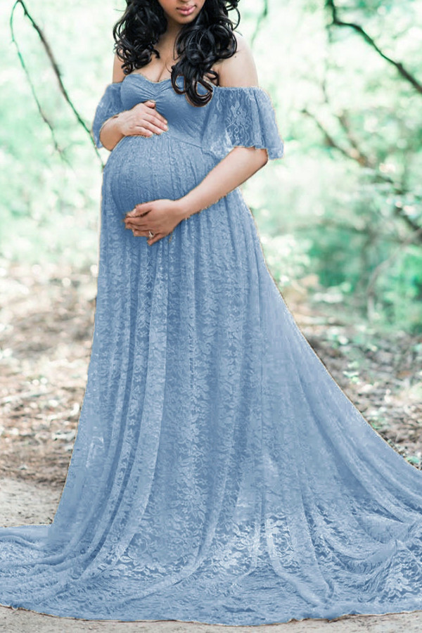Off Shoulder Full Lace Maternity Lady Maxi Dress