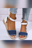 Open Toe One Band Color Block Flat Sandals